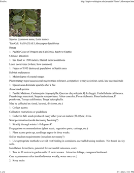 Species (Common Name, Latin Name) 'Tan Oak' FAGACEAE Lithocarpus Densiflorus Range 1
