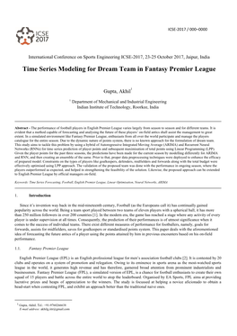 Time Series Modeling for Dream Team in Fantasy Premier League