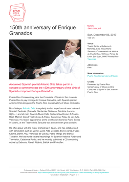 150Th Anniversary of Enrique Granados