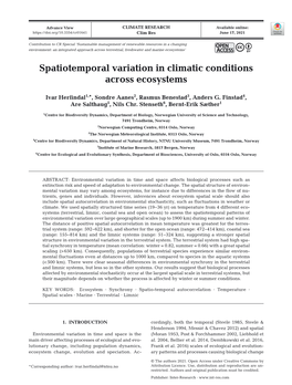 Spatiotemporal Variation in Climatic Conditions Across Ecosystems