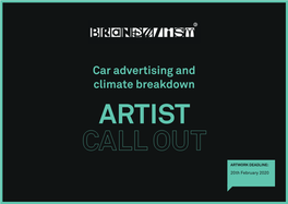 Car Advertising and Climate Breakdown ARTIST CALL OUT