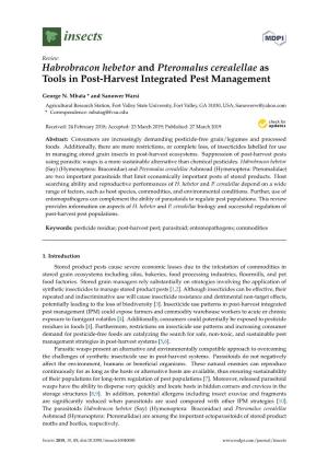 Habrobracon Hebetor and Pteromalus Cerealellae As Tools in Post-Harvest Integrated Pest Management