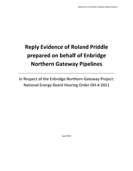 Reply Evidence on Behalf of Enbridge Northern Gateway Pipelines
