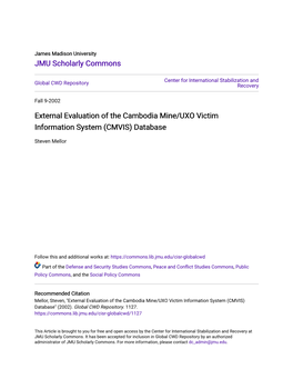 External Evaluation of the Cambodia Mine/UXO Victim Information System (CMVIS) Database