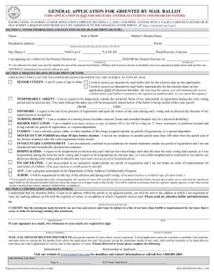 General Application for Absentee by Mail Ballot (This Application Is Not for Military, Overseas Citizens and Disabled Voters)