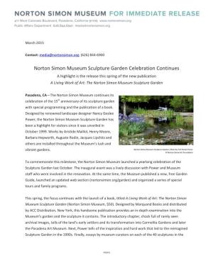 Norton Simon Museum Sculpture Garden Celebration Continues