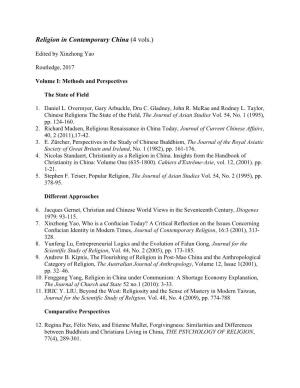 Religion in Contemporary China (4 Vols.)