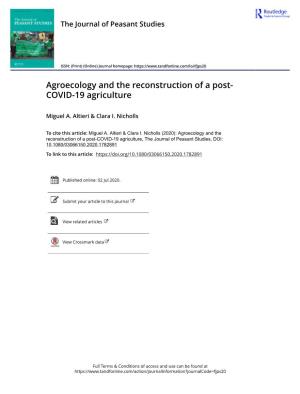 Agroecology and the Reconstruction of a Post-COVID-19 Agriculture* Miguel A