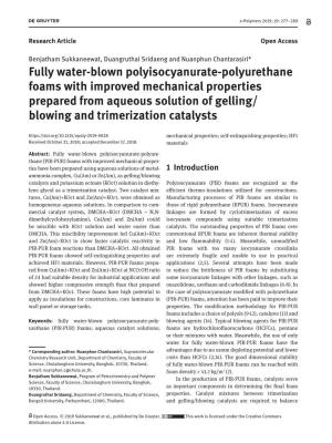 Fully Water-Blown Polyisocyanurate-Polyurethane Foams with Improved Mechanical Properties Prepared from Aqueous Solution of Gell