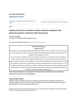 Singing up Country in Academia: Teacher Education Academics and Preservice Teachers’ Experience with Yuin Country