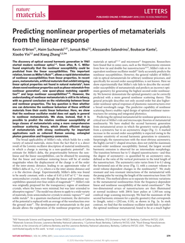 Predicting Nonlinear Properties of Metamaterials from the Linear