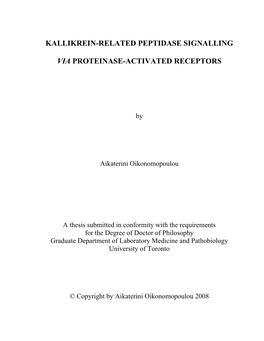 Kallikrein-Related Peptidase Signalling Via Proteinase-Activated Receptors