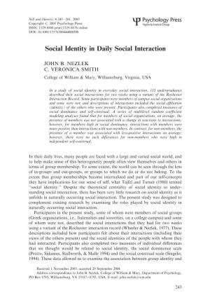 Social Identity in Daily Social Interaction