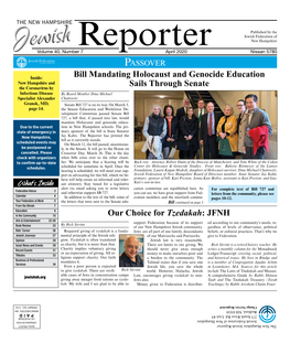 Our Choice for Tzedakah: JFNH Bill Mandating Holocaust and Genocide Education Sails Through Senate