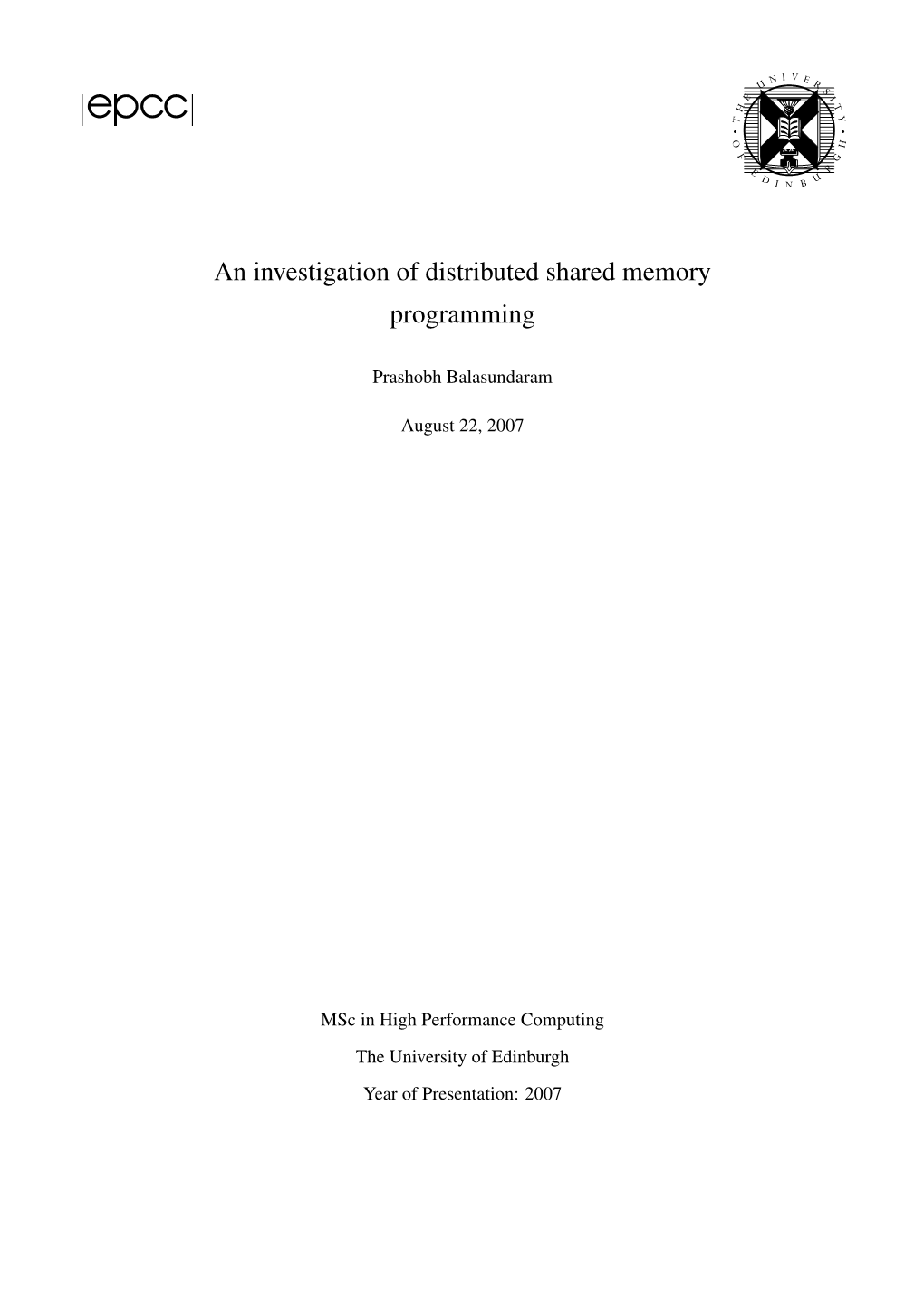 An Investigation of Distributed Shared Memory Programming