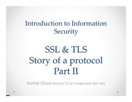 SSL & TLS Story of a Protocol Part II