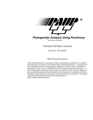 PAUP* 4.0 Beta: Command Reference --Draft Version