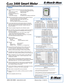 CLASS 3400 Smart Meter Energy Monitoring Products & Systems Advanced Kwh/Demand Meters with Communication Features