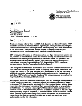 JUL 2 3 2004 U.S. Customs And. Border Protection