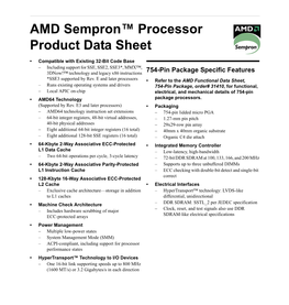 AMD Sempron 3000+ Processor CPU Datasheet