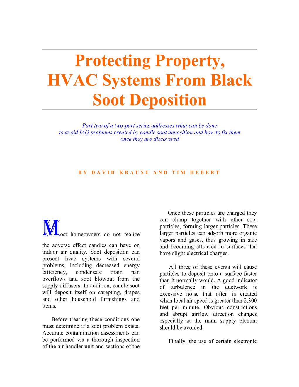 Protecting Property, HVAC Systems from Black Soot Deposition