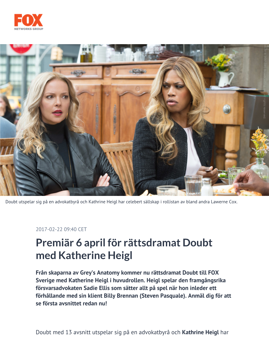 Premiär 6 April För Rättsdramat Doubt Med Katherine Heigl