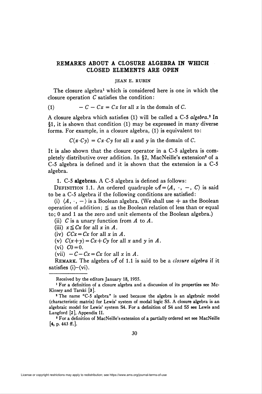 Remarks About a Closure Algebra in Which Closed Elements Are Open