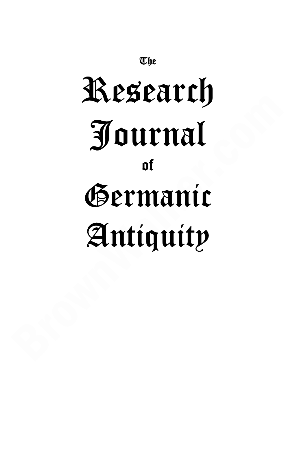 Research Journal of Germanic Antiquity Vol. 2, No. 3