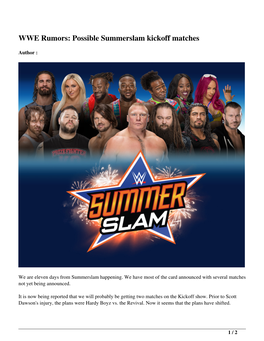 WWE Rumors: Possible Summerslam Kickoff Matches