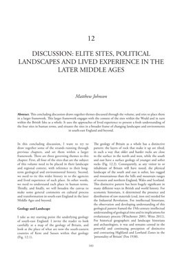 Elite Sites, Political Landscapes and Lived Experience in the Later Middle Ages