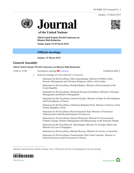 Journal Unit at United Nations Headquarters, New York, and Published in Sendai, Japan, by the Department for General Assembly and Conference Management