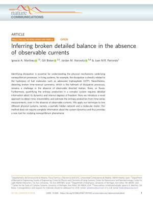 Inferring Broken Detailed Balance in the Absence of Observable Currents