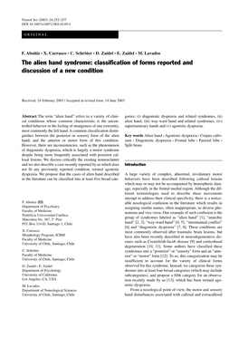 The Alien Hand Syndrome: Classification of Forms Reported and Discussion of a New Condition