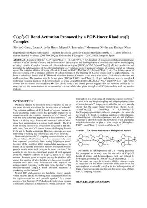 C(Sp3)-Cl Bond Activation Promoted by a POP-Pincer Rhodium(I) Complex Sheila G