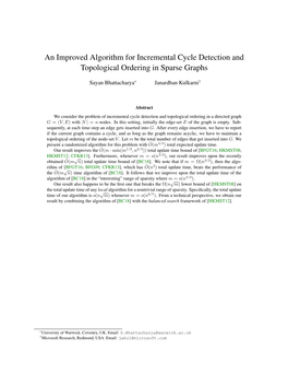 An Improved Algorithm for Incremental Cycle Detection and Topological Ordering in Sparse Graphs