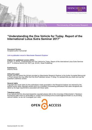 Understanding the One Vehicle for Today (Report International Lotus