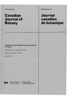 Journal Canadien De Botanique Canadian Journal of Botany