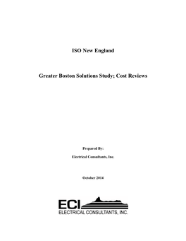 ISO New England Greater Boston Solutions Study; Cost Reviews ECI