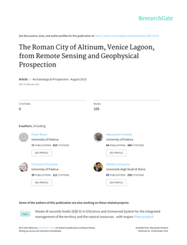 The Roman City of Altinum, Venice Lagoon, from Remote Sensing and Geophysical Prospection