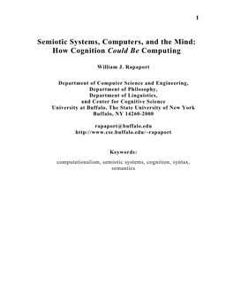 Semiotic Systems, Computers, and the Mind: How Cognition Could Be Computing