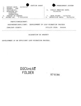 Docuntnt FOLDER OCT 0 2 2003 CU-^^^CAPT1^ SHEET CASE MANAGEMENT SYSTEM 1