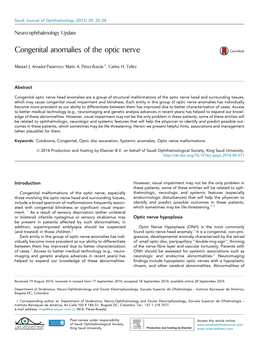 Congenital Anomalies of the Optic Nerve