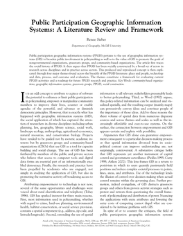 Public Participation Geographic Information Systems: a Literature Review and Framework