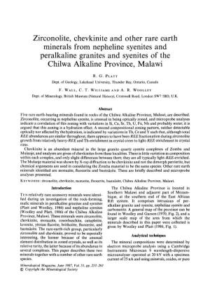 Zirconolite, Chevkinite and Other Rare Earth Minerals from Nepheline Syenites and Peralkaline Granites and Syenites of the Chilwa Alkaline Province, Malawi