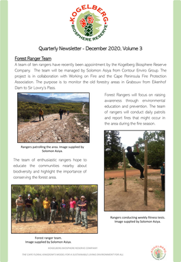 Quarterly Newsletter - December 2020, Volume 3