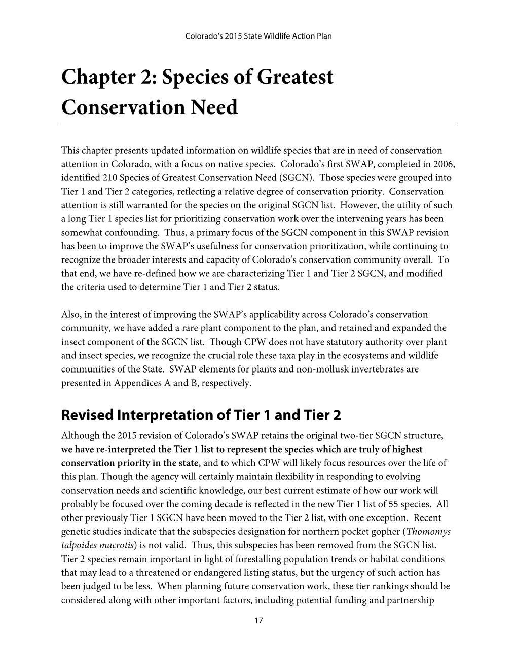 Species of Greatest Conservation Need (SGCN)