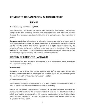 Computer Organization & Architecture Eie