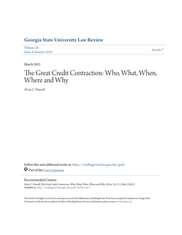 The Great Credit Contraction: Who, What, When, Where and Why Alvin C