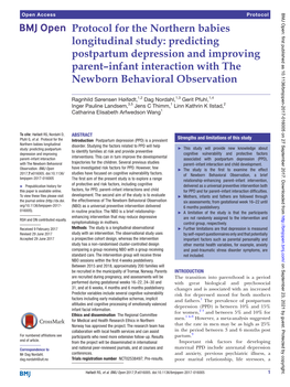 Protocol for the Northern Babies Longitudinal Study: Predicting Postpartum Depression and Improving Parent–Infant Interaction with the Newborn Behavioral Observation