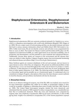 Staphylococcal Enterotoxins, Stayphylococcal Enterotoxin B and Bioterrorism